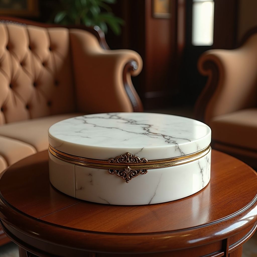 1926 London Round Marble Storage Box